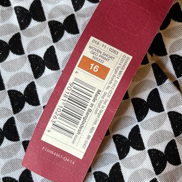 Merona chinos style shorts NWT Black gray white geometric print, side pockets 16 - Picture 6 of 11